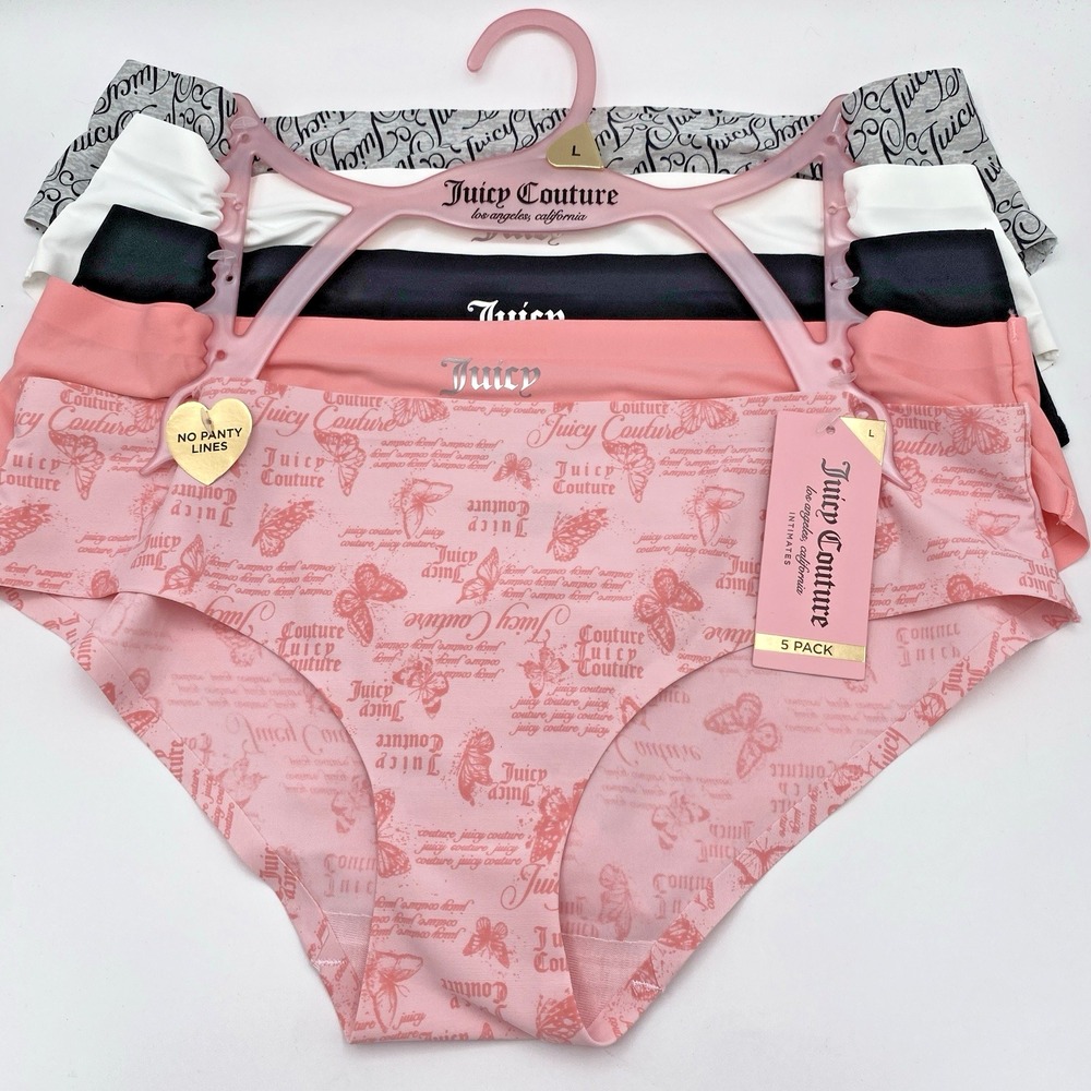 Juicy Couture 5 Pk Hipster Panties Size Large No Panty Lines Smooth Tagless‎ NWT